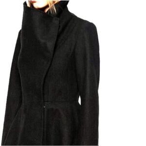 Asos Black Women's Skater Coat Funnel Neck Asymmetric Black US Size 6